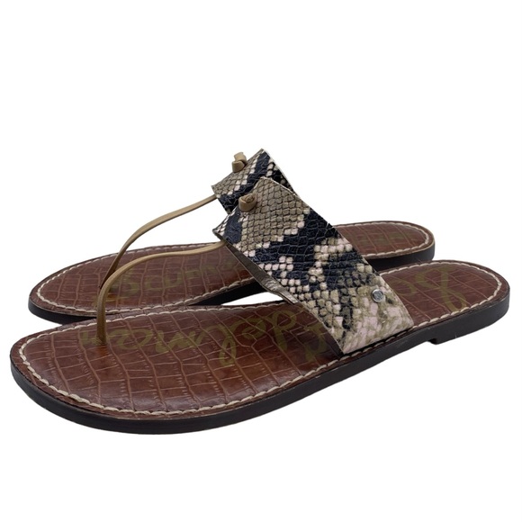 Sam Edelman Shoes - Sam Edelman Womens Shoes Gus Sandals Snake Leather Slip On Thong Casual Size 8
